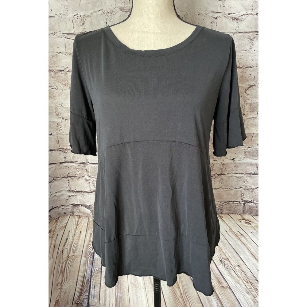 Soft Surroundings Black Top Women' XS Peplum Casual Short Sleeve